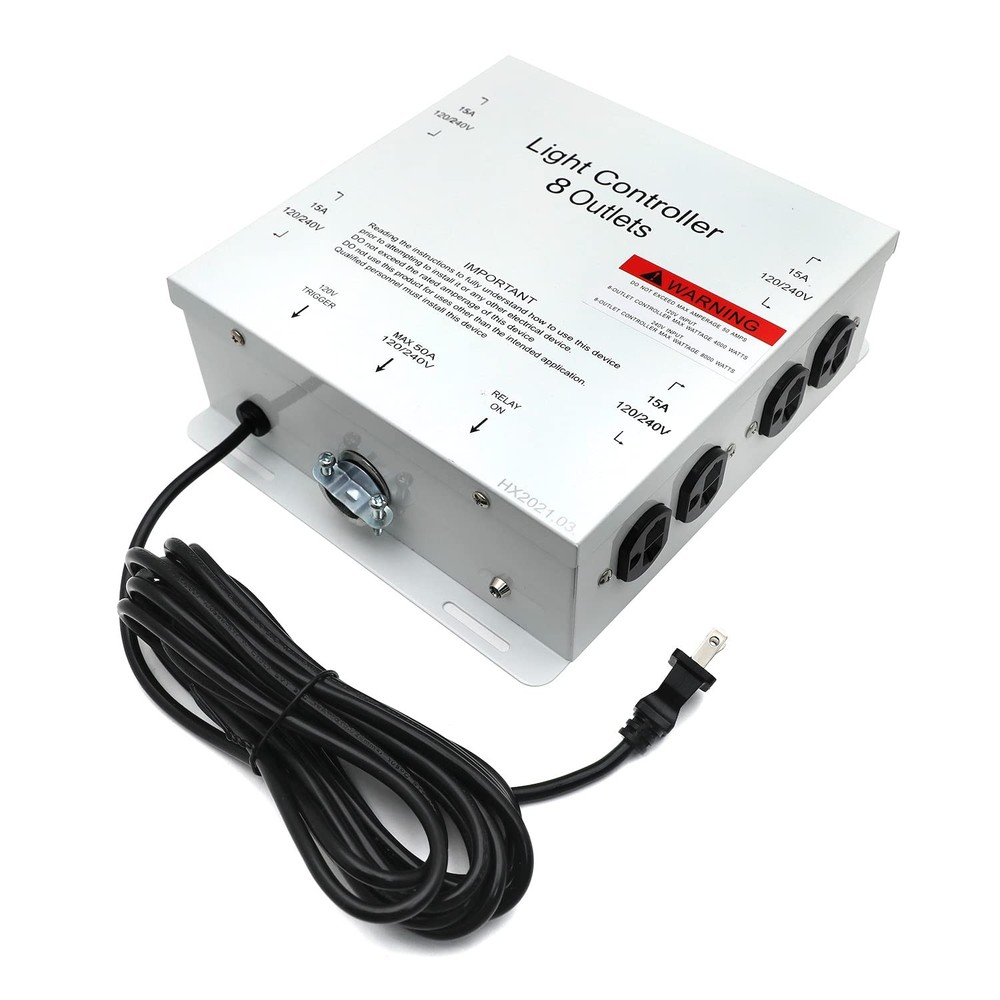 HongK- MCL 8 Outlet HID hydroponic Master Light Controller Electric Box White