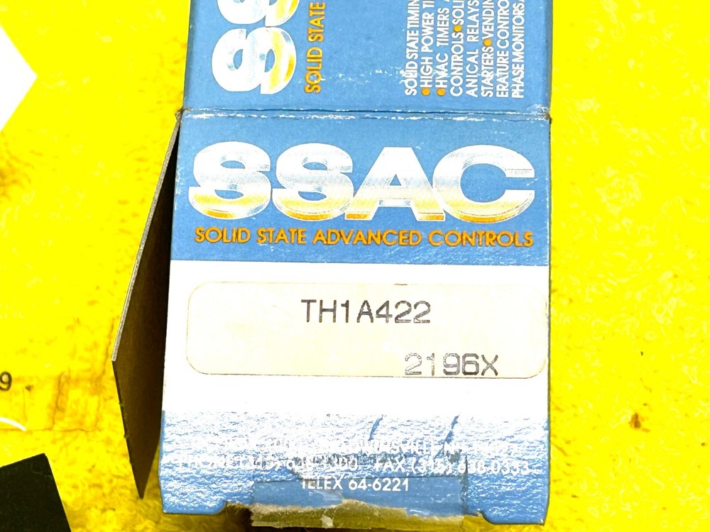 SSAC TH1A422 SOLID STATE TIMER RELAY 0.5 - 60 SEC. DELAY 120VAC 6 AMP 2196X