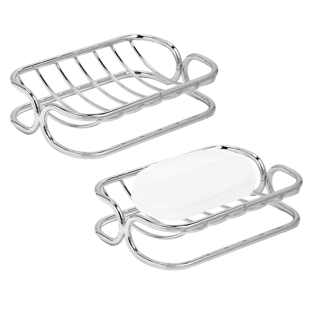 2 Pcs Bar Soap Dish, 304 Stainless Steel Shower Holder, Self Silvery