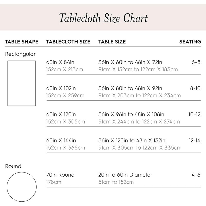 Elegant Polyester Tablecloth Rectangular Formal Casual Dining Events 10-12 Seats