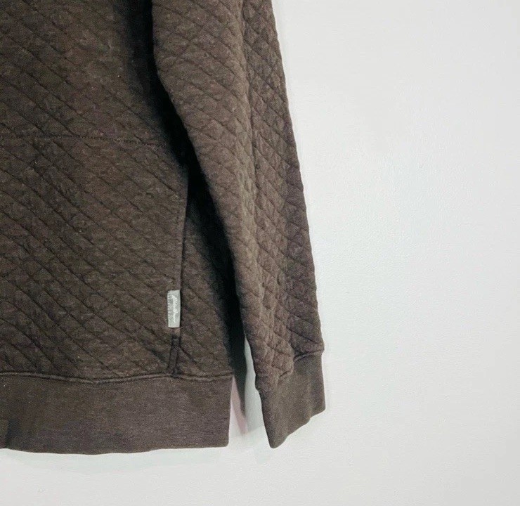 Eddie Bauer Brown Quilted 1/4 Snap Button Pullover Medium