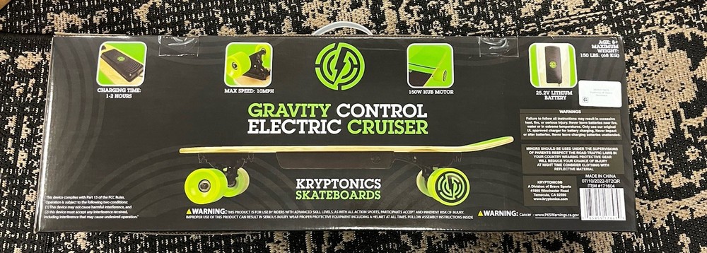 Gravity Control Kryptonics 28" Electric Cruiser Needs Battery Replacement