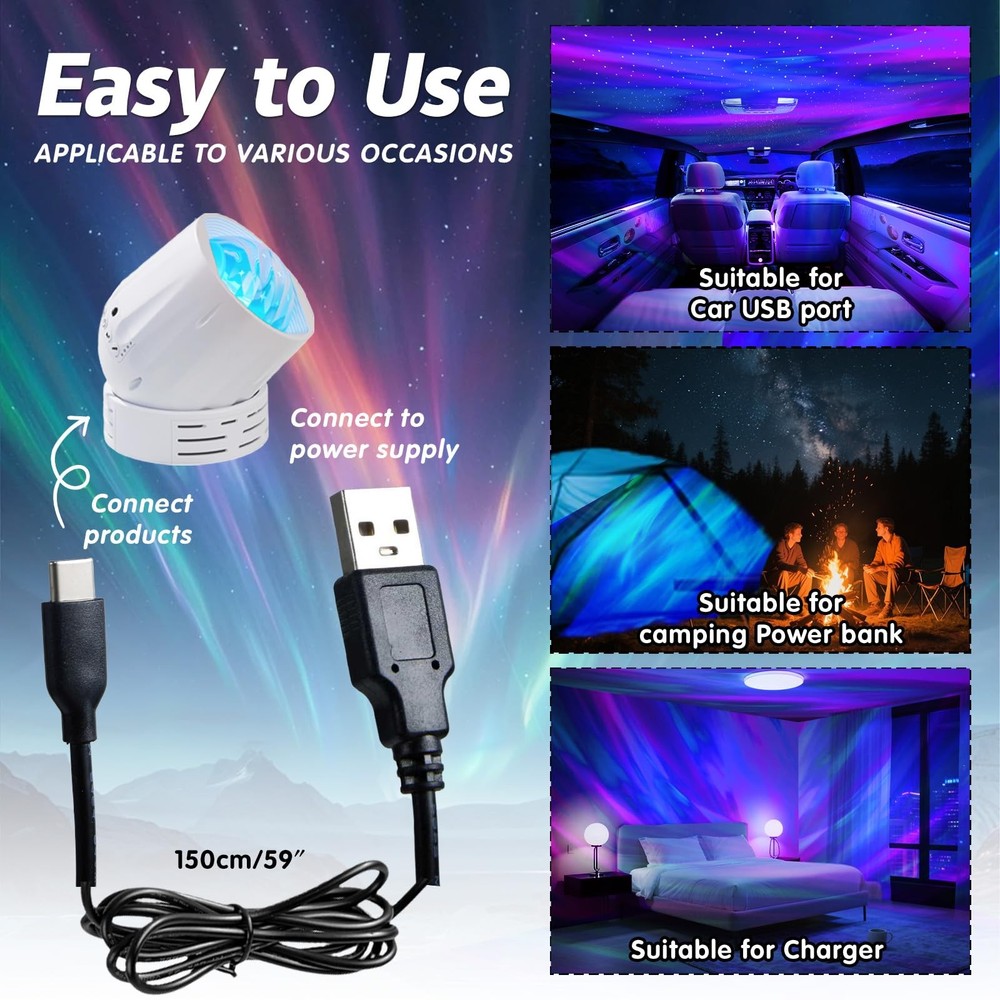 Northern Aurora Lights Projector: Projector Night Light Kids White