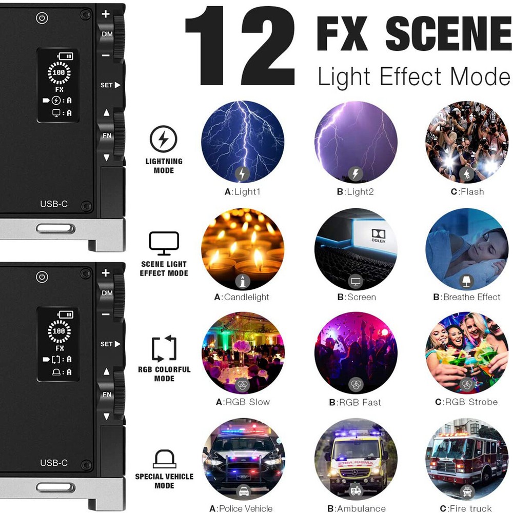 RGB Video Light Rechargeable LED Video Light Camera Light 2500-8500K APP Control