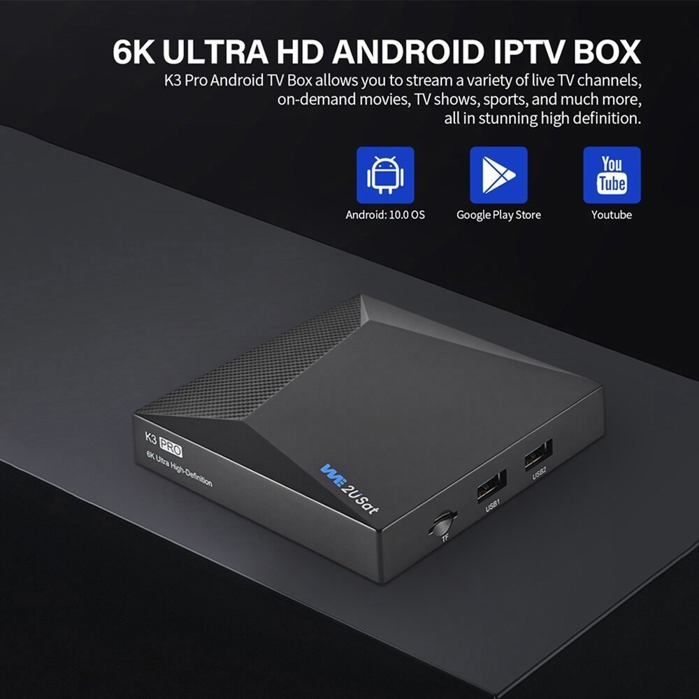 We2USat K3 Android Box-Smart Media Player-WiFi -Voice Remote 2026 Version