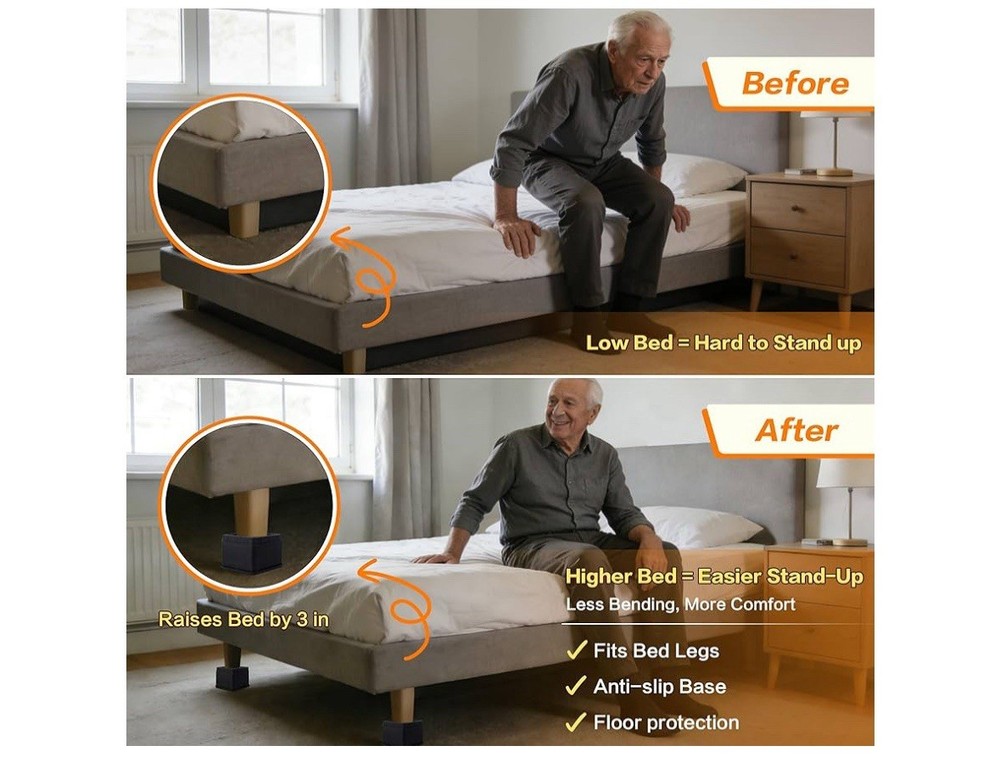 Set Of 4 BTSD-home Adjustable Bed Risers