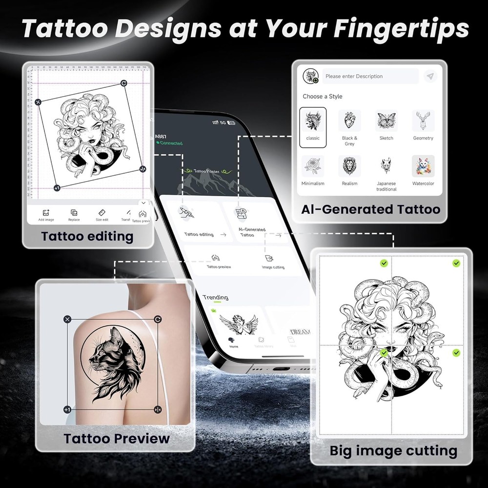 Phomemo Tattoo Transfer Stencil Printer A4 Thermal Bluetooth Tattoo Machine