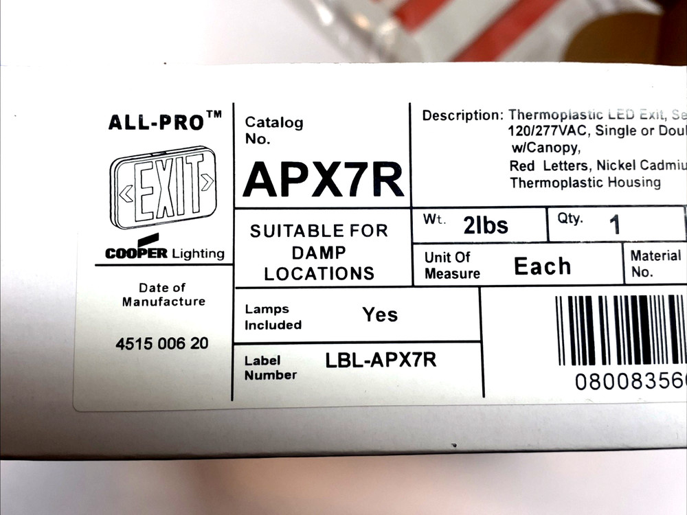 All‑Pro APX7R Self‑Powered LED Exit Sign