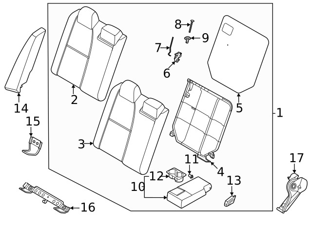 Genuine Nissan Seat Back Frame Bracket 88342-6LB0A