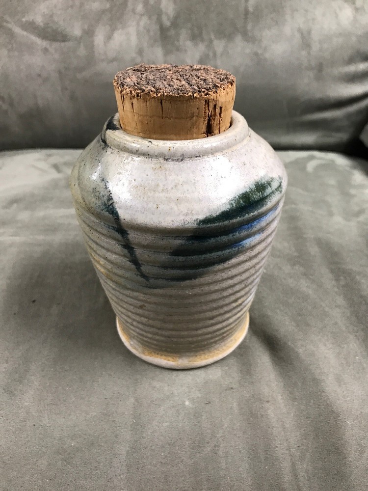 Corked Pottery “Patience” Canister Vase