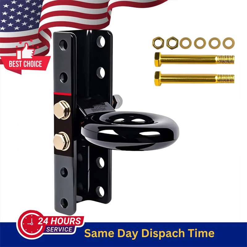 3" ID Trailer Pintle Hitch Lunette Ring Military Tow Eye Hook+5-Position Channel