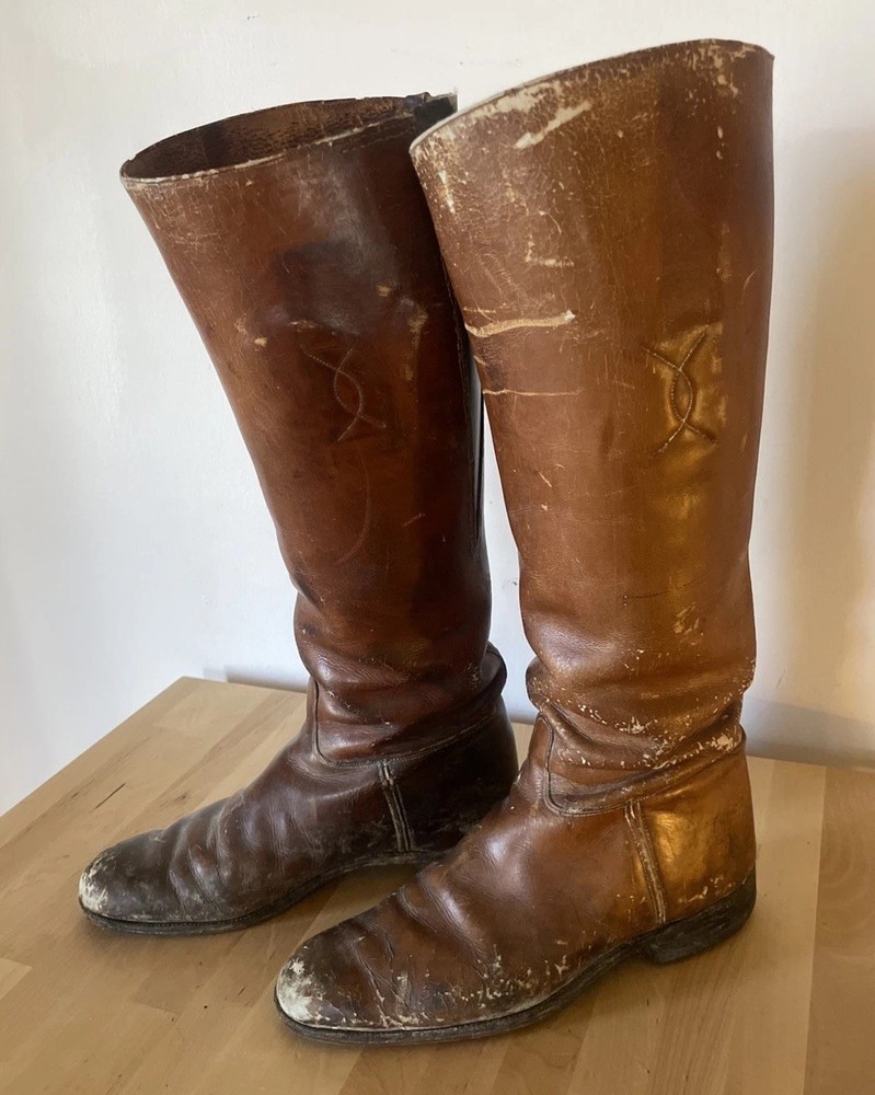 Antique Riding Boots With Custom Maxwell London Wooden Boot Forms