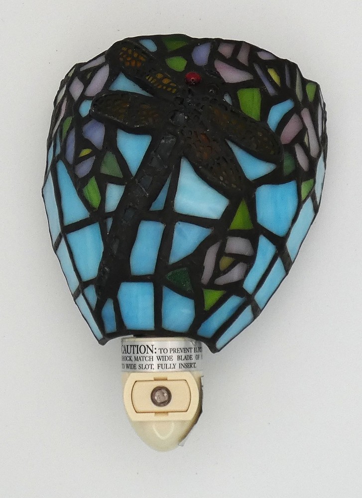Tiffany Style Stained Glass Dragonfly Night Light