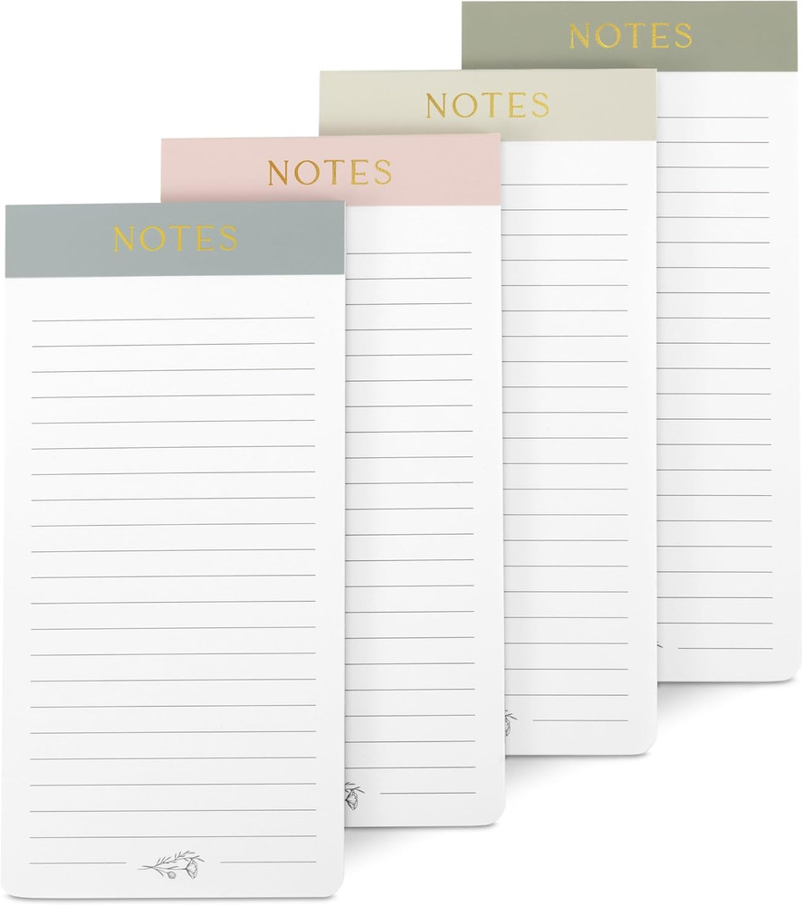 Magnetic Notepads for Fridge - Set of 4 Lined Note Pads for Notes & Lists