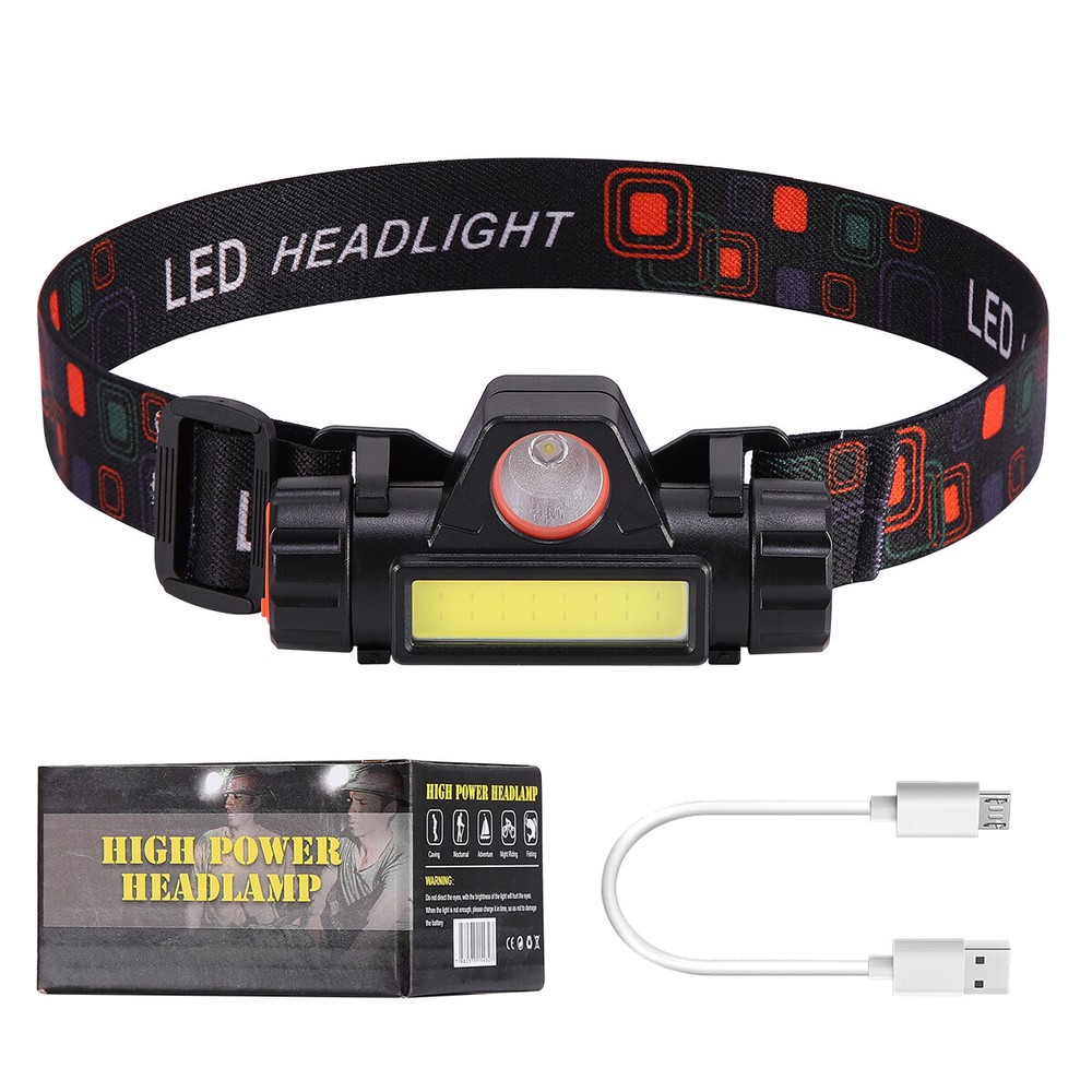 LED Headlamp Headlight USB Rechargeable Waterproof Head Light Flashlight 2 Modes
