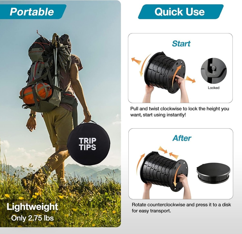 Adjustable Height Portable Camping Toilet