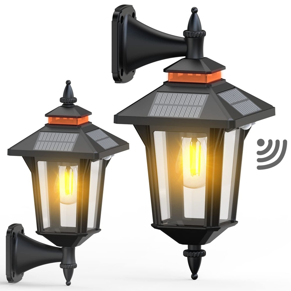 2 Pack Solar Wall Lantern Lights Outdoor with 3 (2 Pack)