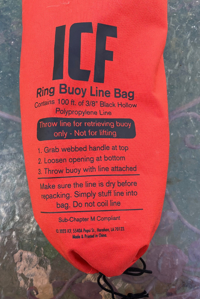 ICF Ring Buoy Line bag 100 ft NEW