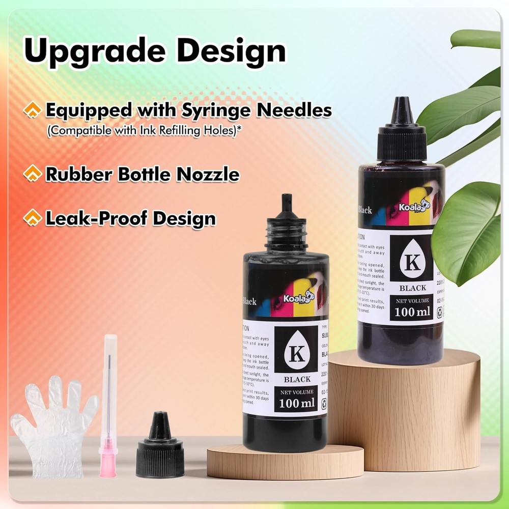 Refillable 200ML Black Ink for Koala Printers - Vivid Transfer Effects