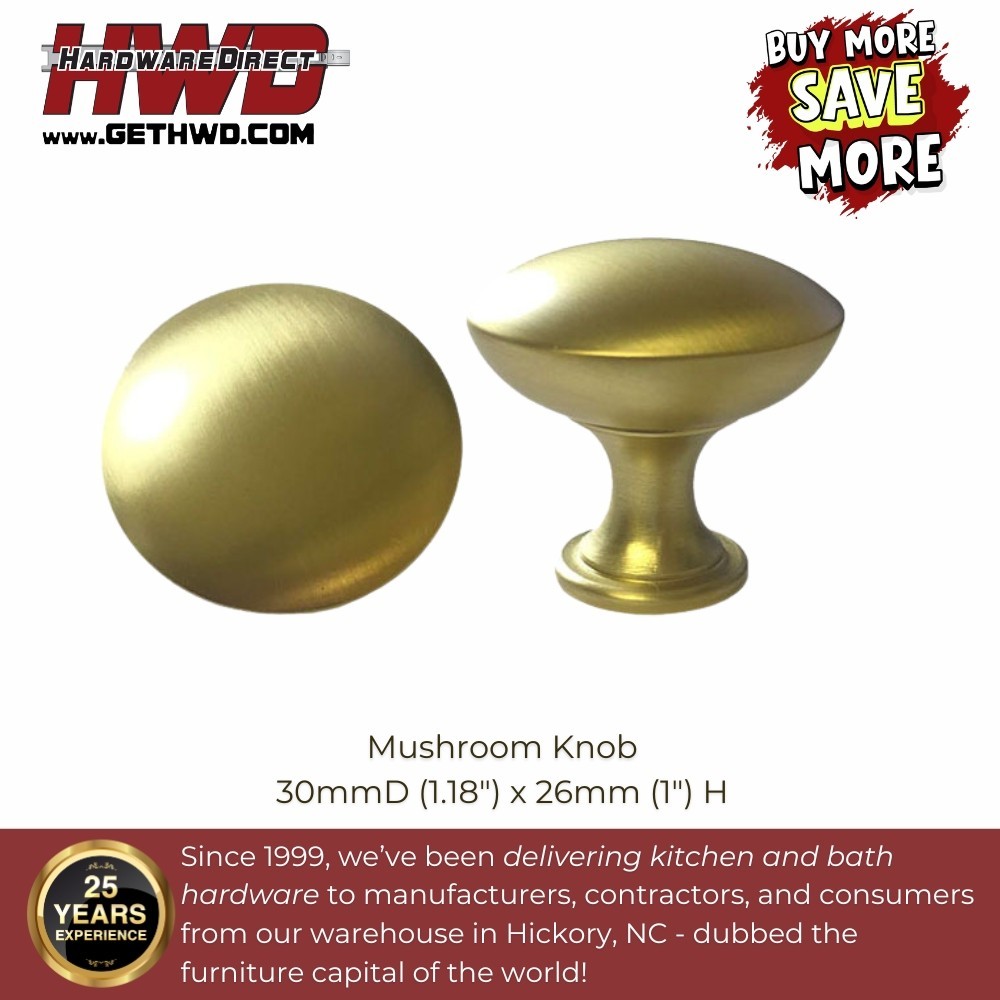 Cabinet Knob Matte Gold Round Kitchen Bath Hardware Pull Handle Mushroom Simple