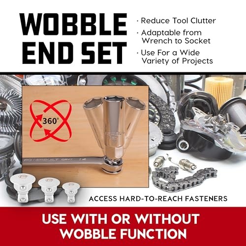 6 Piece Wrench Wobble Adapter and Low Profile Socket 6 Piece Low Profile