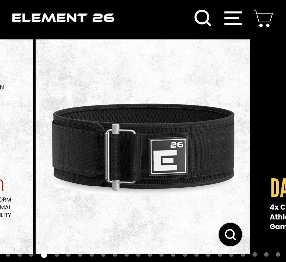 Element 26 Black Self-Locking Weight Lifting Belt Size Large