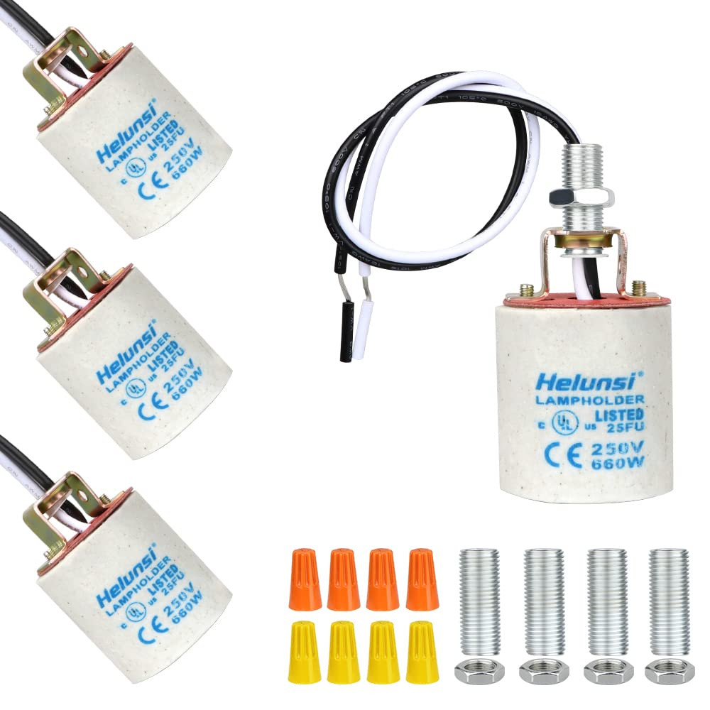 E26 E27 Ceramic Light Socket,  Medium Base Porcelain Lamp Holder, Ceramic Light