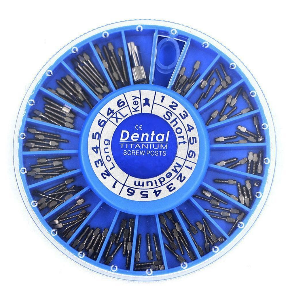 120 Pcs/Pack Dental Titanium Conical Screw Posts Cross Head Root Assorted Drills