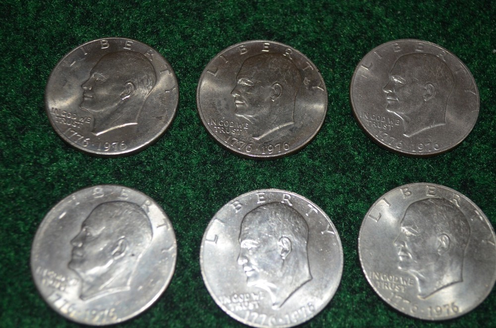 Nine 1976 One Dollar Eisenhower Bicentennial Coins