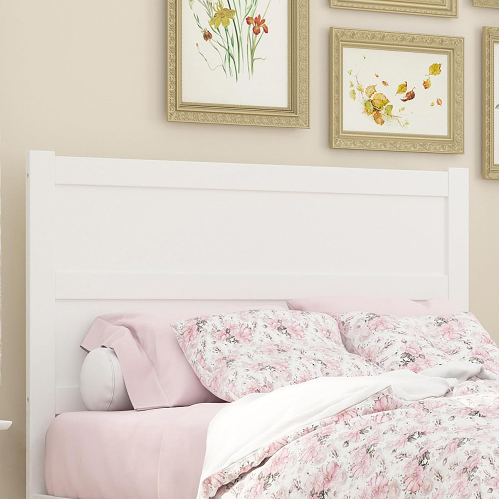 , Noho Solid Wood Panel Headboard, Full, White