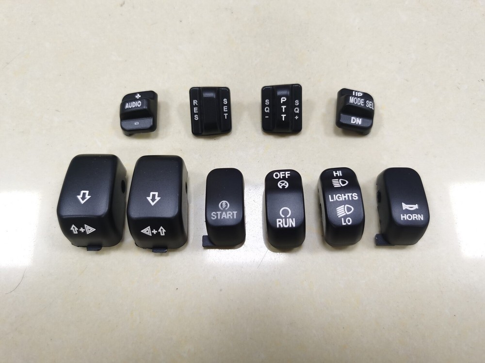 Black Hand Control Switch Buttons Caps For Harley Road Glide King Classic FLHRC