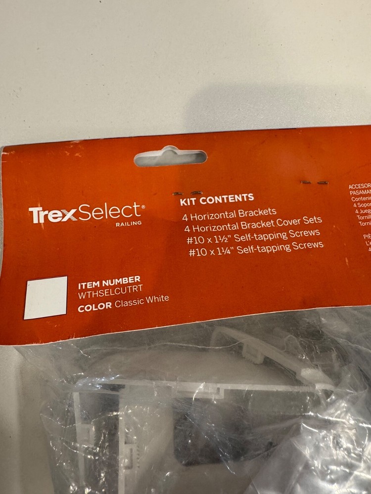 Trex Select Railing Mounting Hardware For cut Rails - White Horizontal