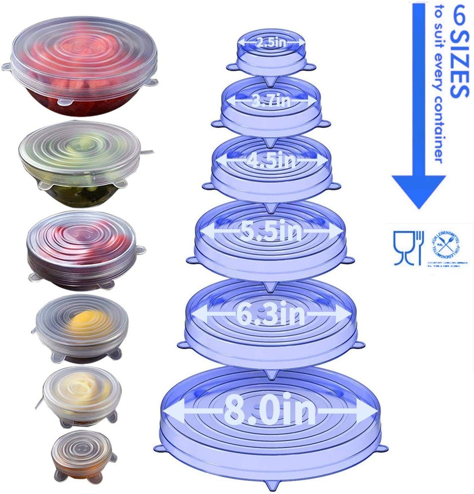 Silicone Stretch Lids, 18 Pack Reusable Transparent