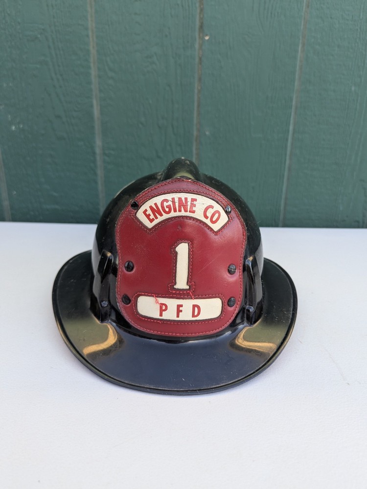 Firefighter Fireman's Helmet Engine Co. PFD # 1 MSA Black Helmet Patch W Strap