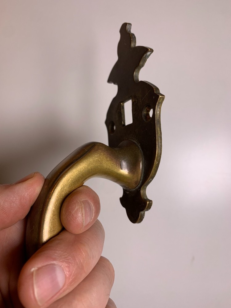 Large Antique Solid Brass Dummy Door Pull Handle Ornate Hollywood Regancy Gothic