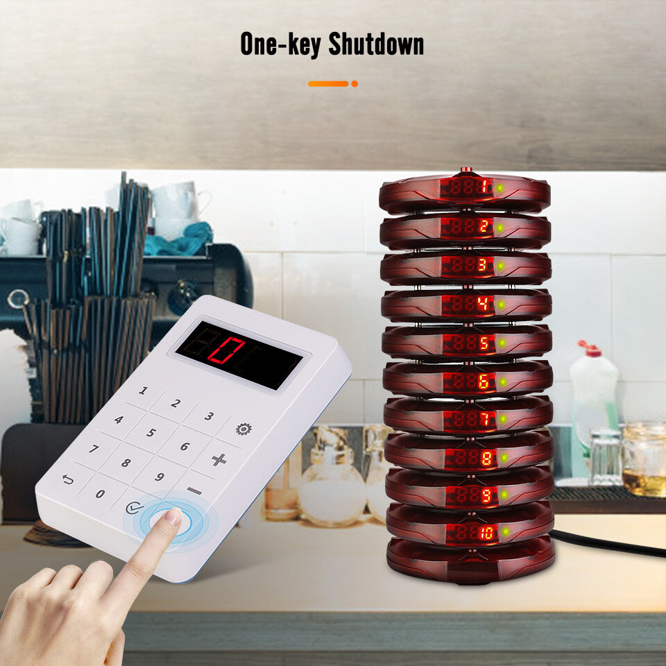 TD158 Restaurant Wireless Paging Queuing Calling System 30 Coasters Pagers Hotel