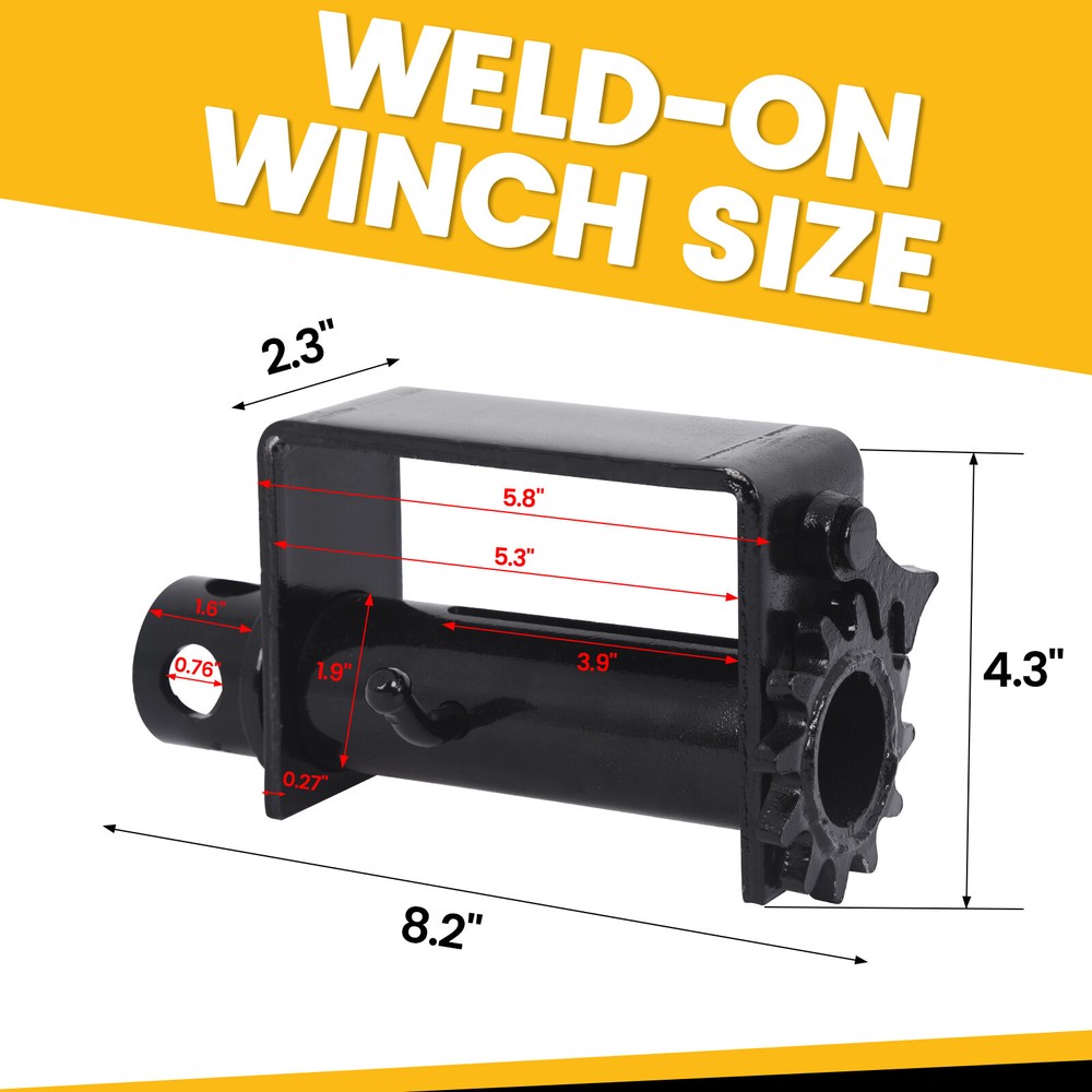 4Pcs Standard Weld-on Tie Down Winch 5,500Lbs for Webbing Within 2.75"
