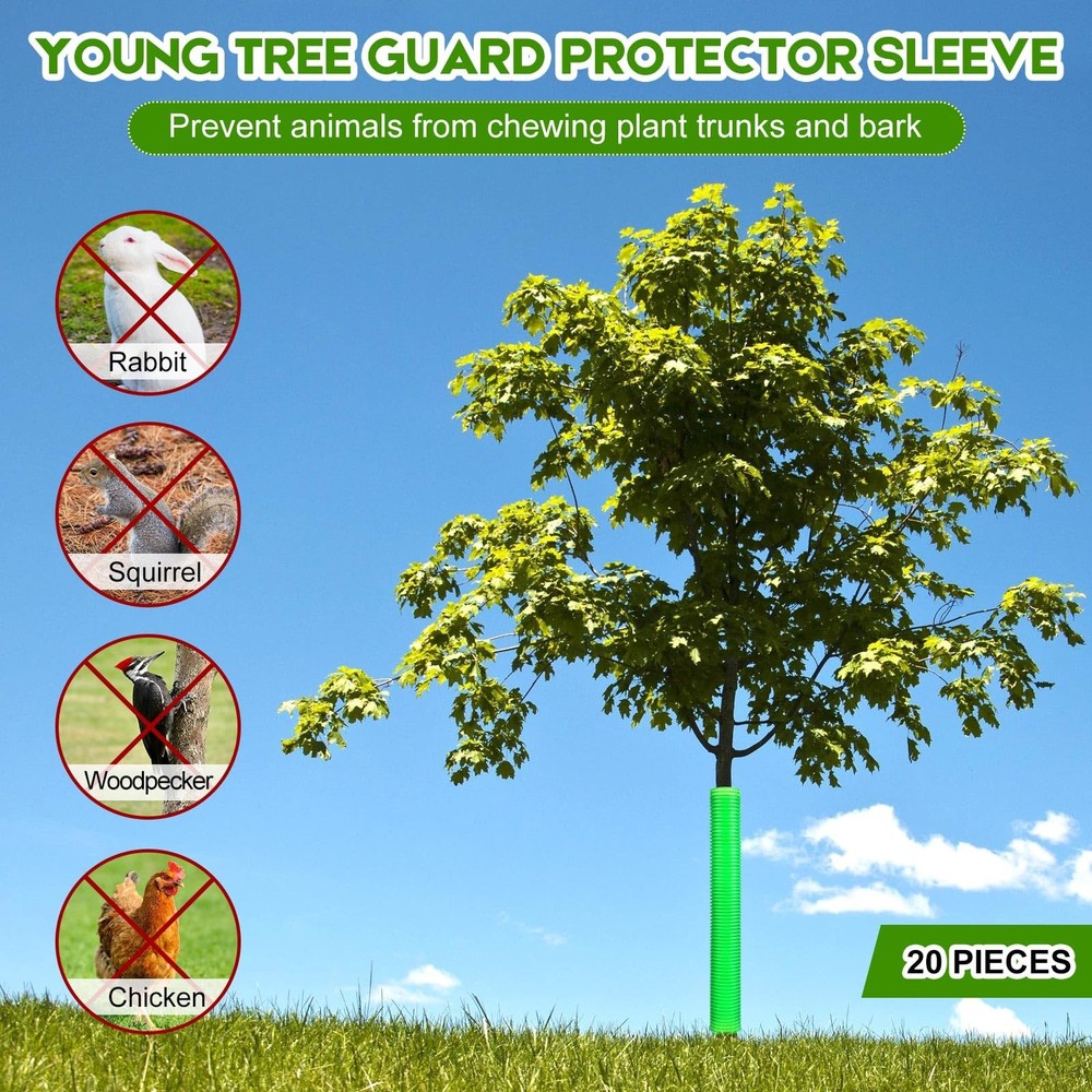 20 PCS Corrugated Plastic Tree Trunk Protectors Guards for Saplings