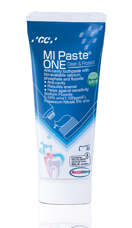GC MI Paste ONE Fresh Mint Anti-cavity Toothpaste with RECALDENT Tech. 46g/pk