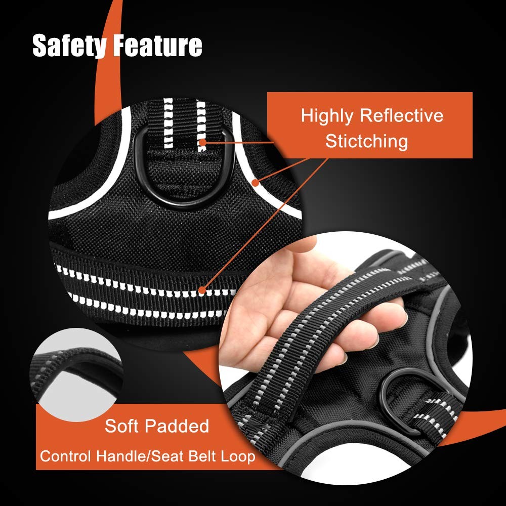 PHOEPET No Pull Dog Harness Medium Reflective Front Clip Vest with Handle, Ad...
