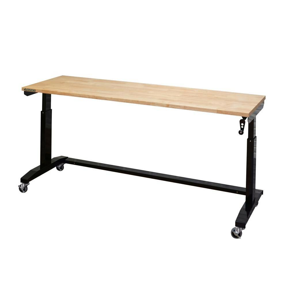 Work Table Black 72 in. Adjustable Height Steel Industrial
