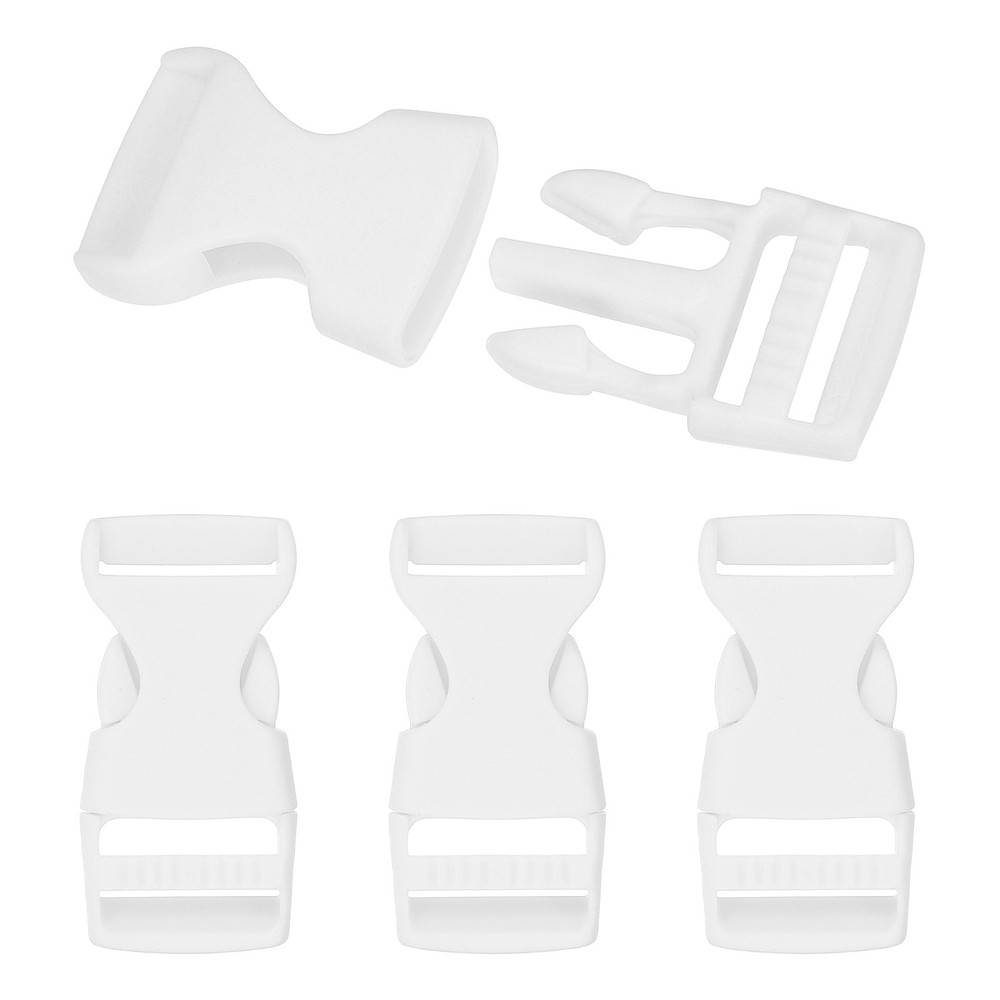 4 Pack Quick Side Release Buckle, 0.8" Plastic Buckle Clip, White