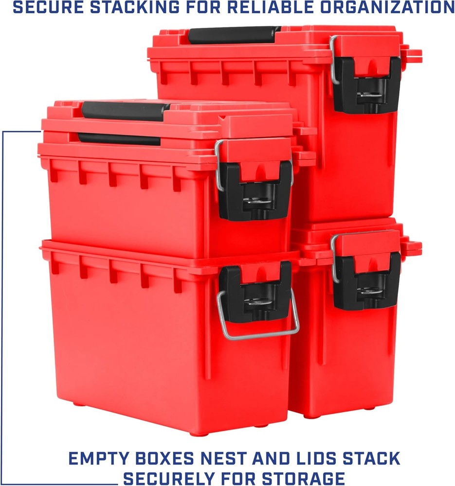 Sheffield 12636 Ammo Storage Box, Stackable .30 Cal Field Boxes, 0.30, Red