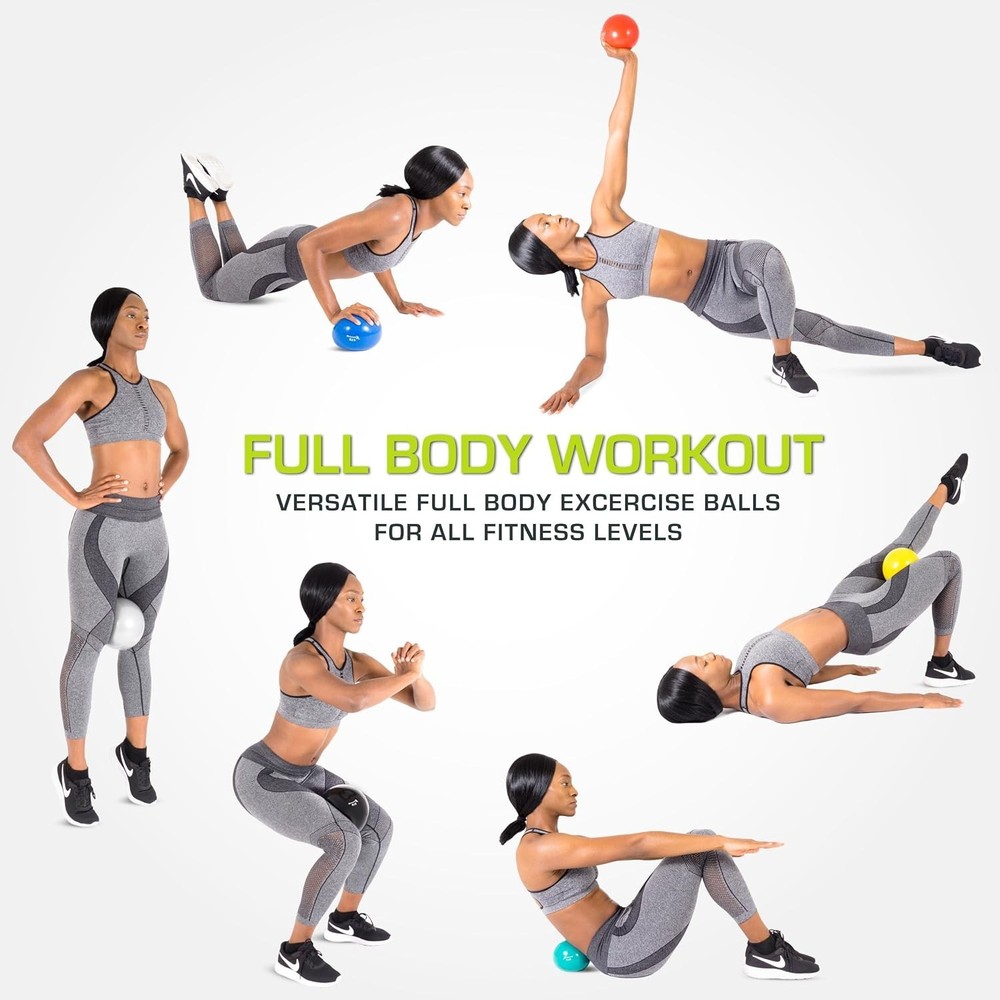 ProsourceFit Weighted Toning Exercise Balls for Yellow 5lb, 5lb