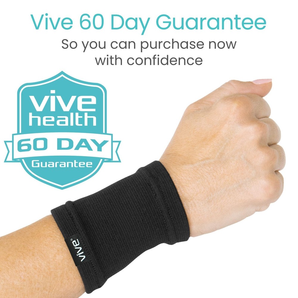 Vive Wrist Compression Sleeves for Women & Men (Pair) - Elastic Support Wrist...