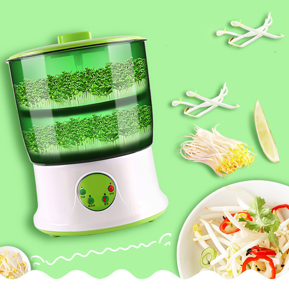 Automatic Bean Sprouts Machine Thermostat Seeds Growing Dual-Layer Bean Sprouter