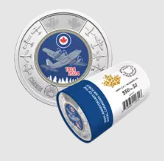 2024 2-Canada RCAF $2 coins Colored non Colored 100th Anniversary Air Force UNC.