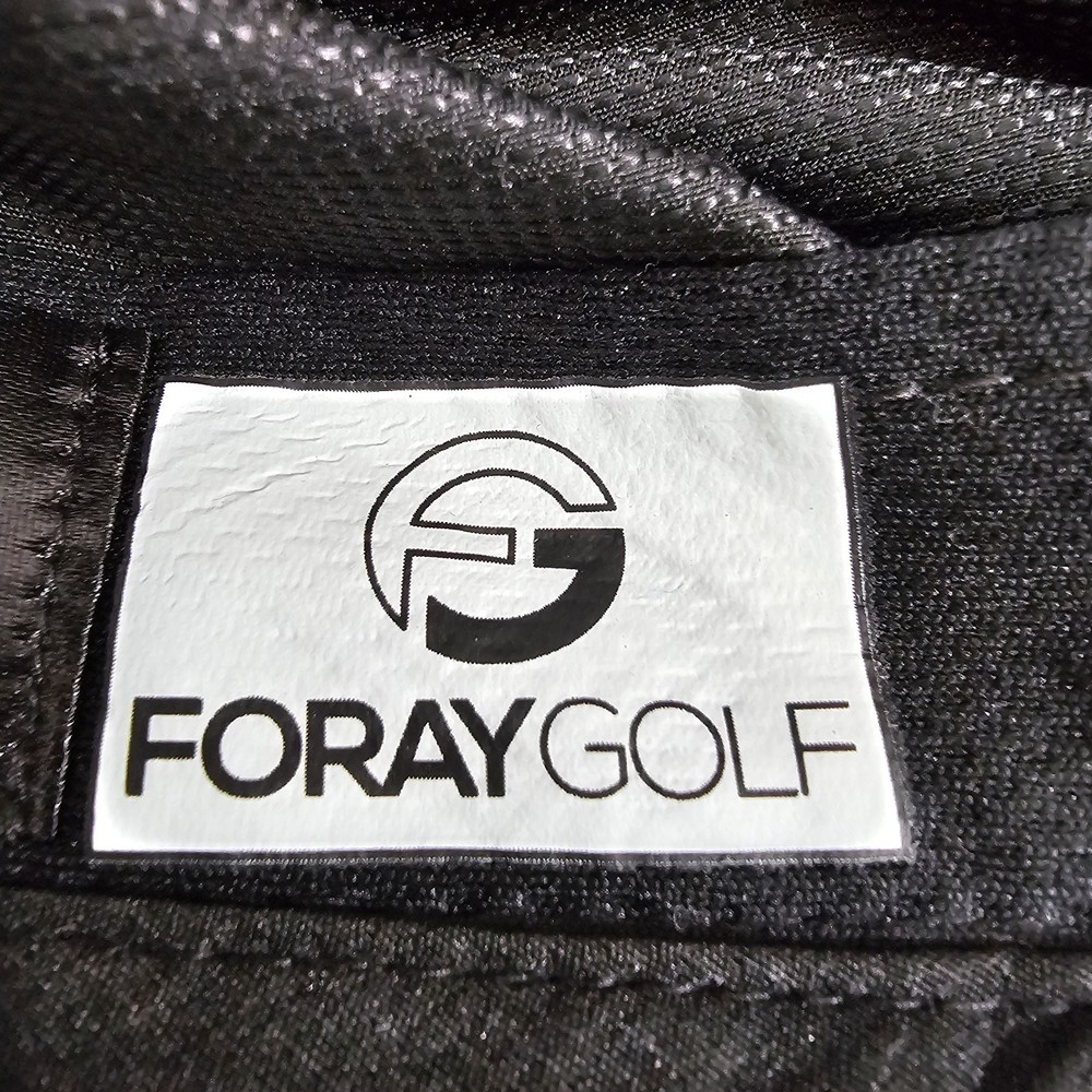 Foray Foldable Black Golf Hat Rubberized Logo Hook & Loop Adjustable Strap