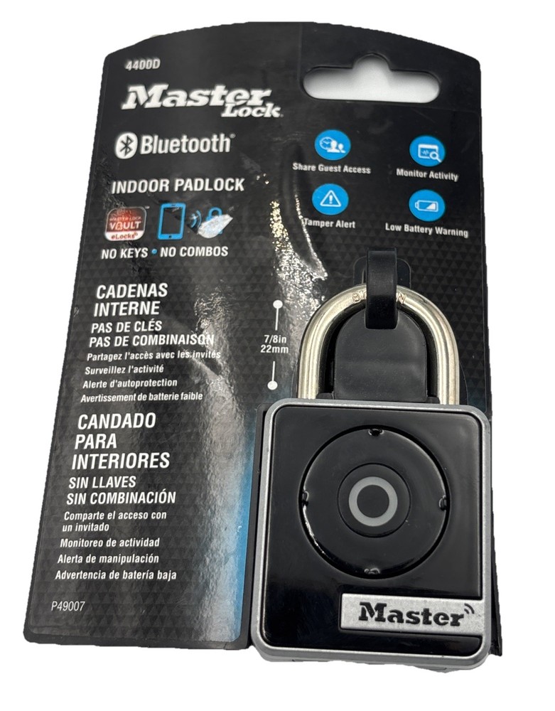 Master Lock 4400D Internal Open Shackle Bluetooth Smart Access App Padlock New