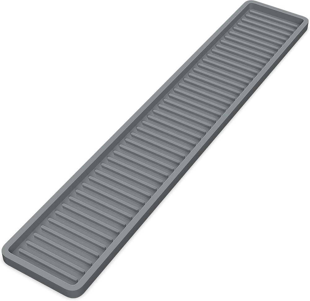 Narrow Silicone Sink Tray 17.7x3.1in Kitchen Bathroom Organizer Gray